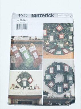 Vintage 2000s Butterick Sewing Pattern 3615 Christmas Decorating with Stitchery